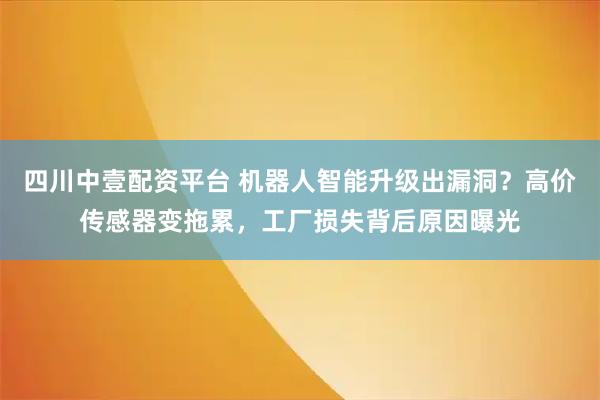四川中壹配资平台 机器人智能升级出漏洞？高价传感器变拖累，工厂损失背后原因曝光