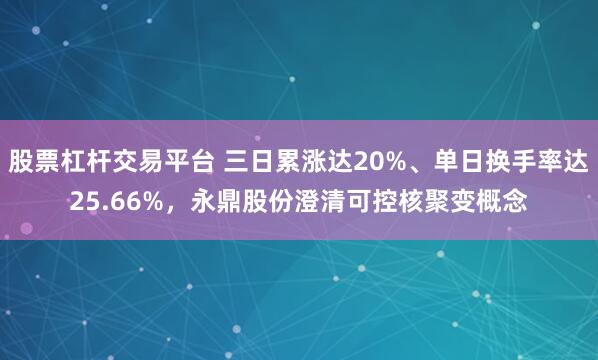 股票杠杆交易平台 三日累涨达20%、单日换手率达25.66%，永鼎股份澄清可控核聚变概念